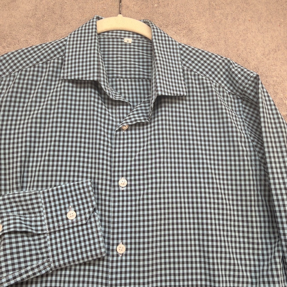 State and Liberty Shirt Gingham Button Up Men's Small Performance Stretch‎